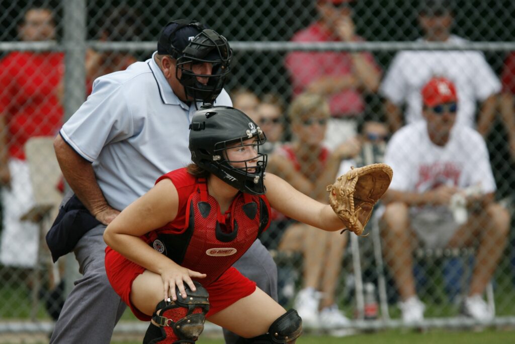 catching ball using baseball gloves